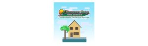 Tree service logo with house illustration