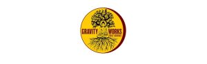 Gravity Works Tree Service logo with tree and roots.