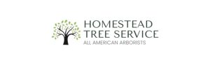 Homestead Tree Service logo with tree illustration.