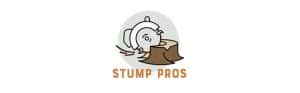 Stump Pros logo with saw cutting a stump.